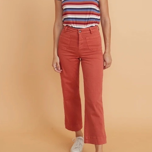 Marine Layer Pants - Marine Layer Bridget Pant Baked Apple Wide Leg Size 6